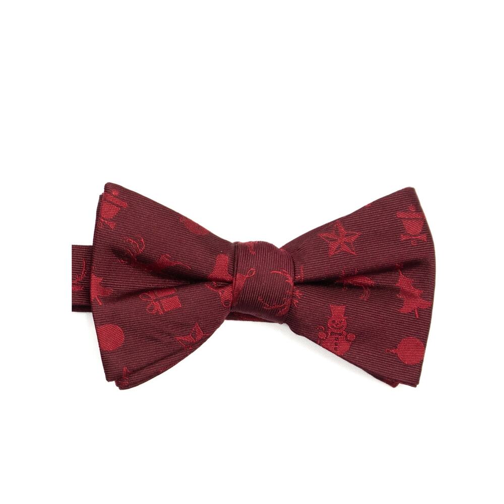 New Saddlebred Adjustable Pre-tied Silk Blend Red Christmas Snowman Tree Bowtie